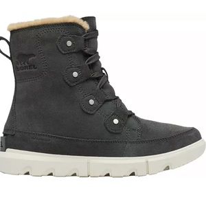 Sorel Gray Ankle Boots with Cream Trim